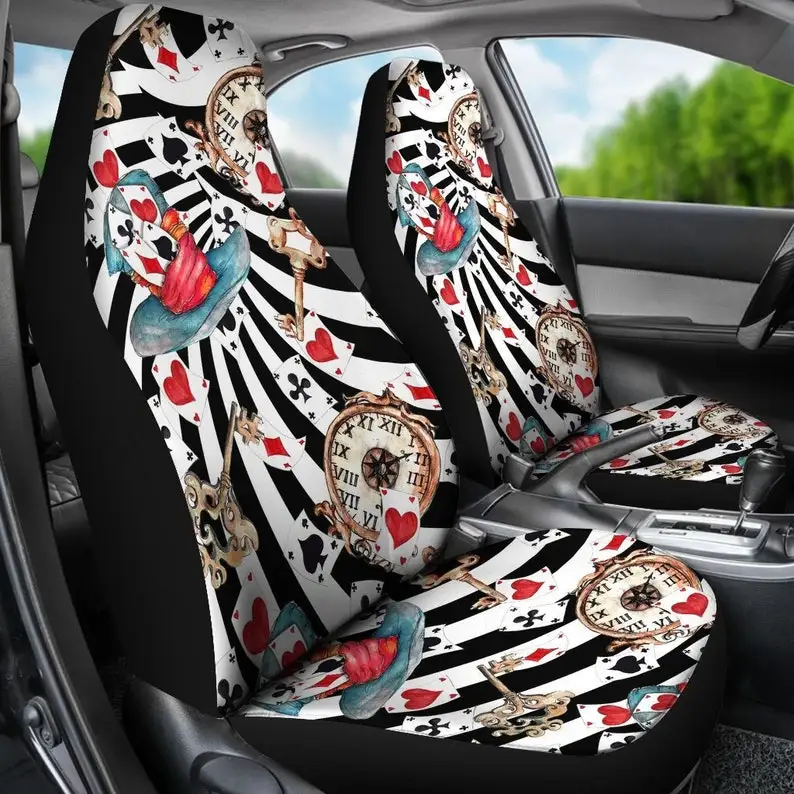 

Alice In Wonderland Car Seat Covers For Vehicle | Steampunk Alice Psychedelic Seat Covers For Car For Women | Trippy Car Accesso