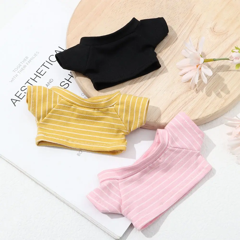 

20CM Doll Stripes Short Sleeve T-shirt Tops for Idol Cotton Stuffed Doll Clothes Playing House Changing Dressing Game Accessory