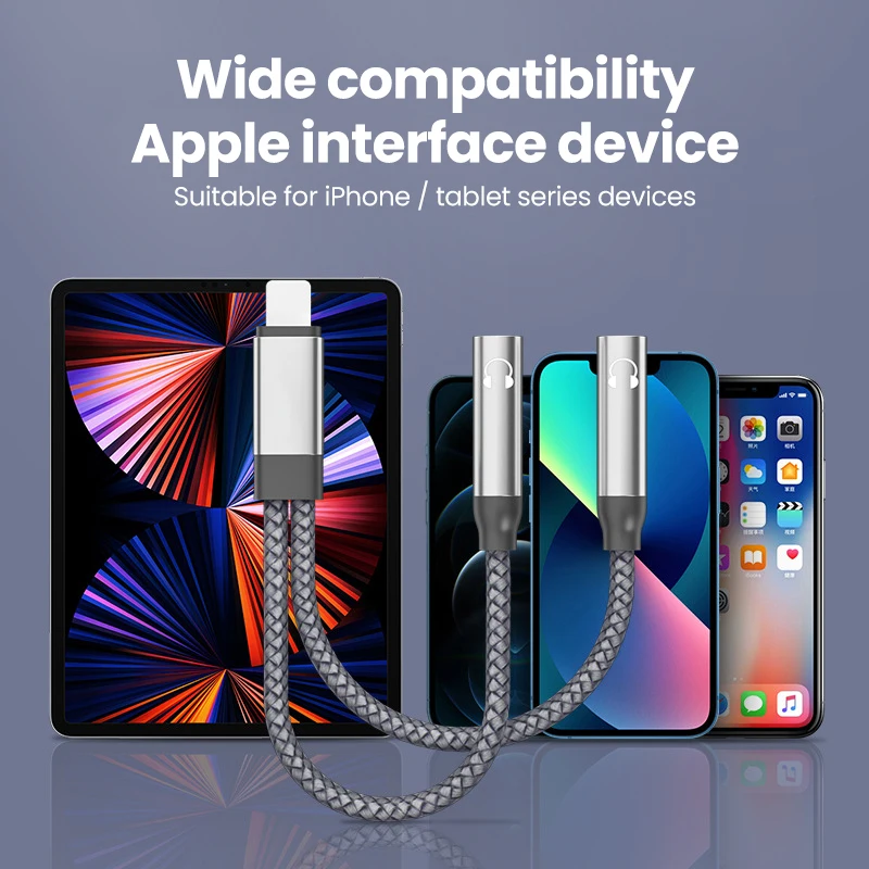 2 в 1 8-контактный до 3 5 мм адаптер для наушников зарядный аудио Aux iPhone 13 12 11 Pro Max ios 14