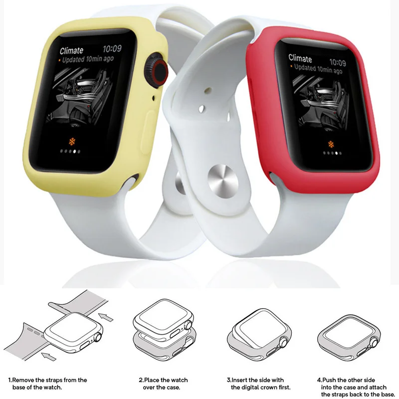 Силиконовый чехол для Apple Watch Series 7 6 SE 5 4 3 2 защитная задняя крышка из ТПУ iWatch Edition 45