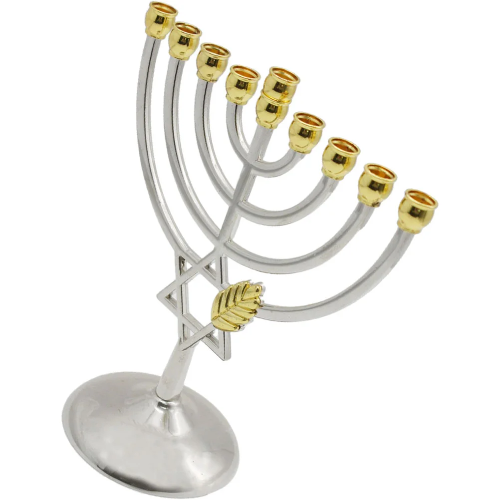 

Holder Hanukkah Candlestick Jewish Menorah Metalholders Stand Branch Desktop Table Candelabra Chanukah Base Festival Decoration