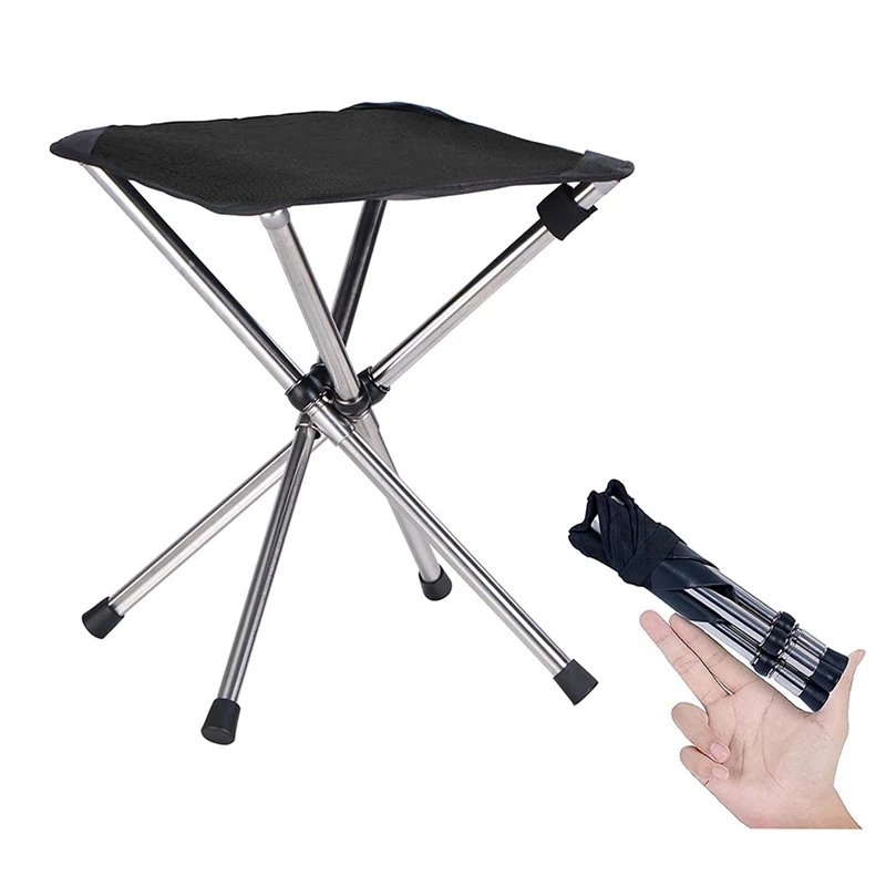 

1Pc Camping Stool,Small Folding Chair,Folding Stool Stainless Steel Compact Lightweight Backpacking Stool With Carry Bag