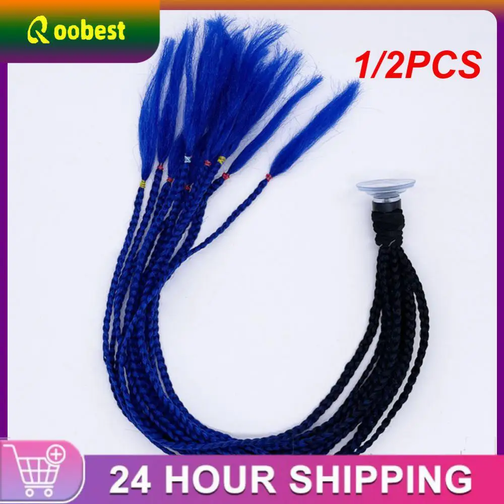 

1/2PCS Motorcycle Helmet Braids Woman Braids New for Motorbike Helmets Muluticolors Pigtail Ponytail With Sucker Bow