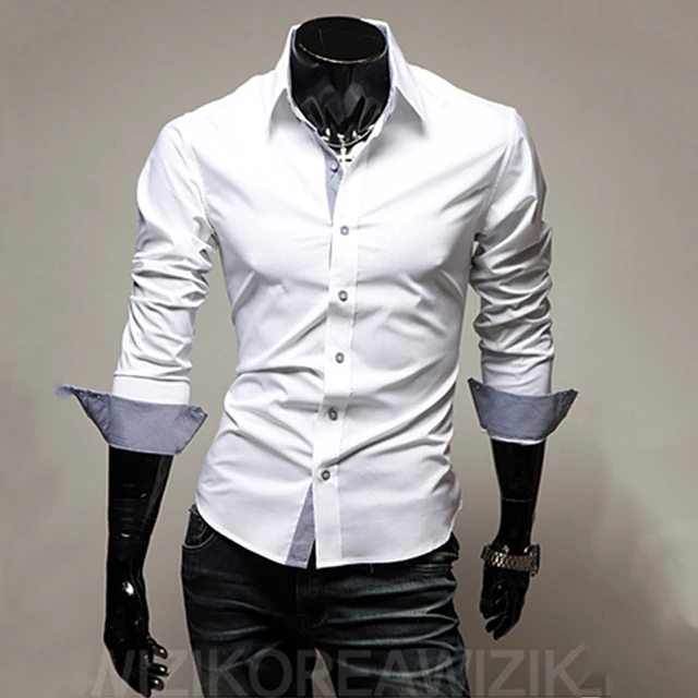 Mens Casual Shirts 2022 Single Breasted Mens Slim Fit Dress Long Sleeve Shirts Soild Male Social Shirts Designer Chemise Homme 2