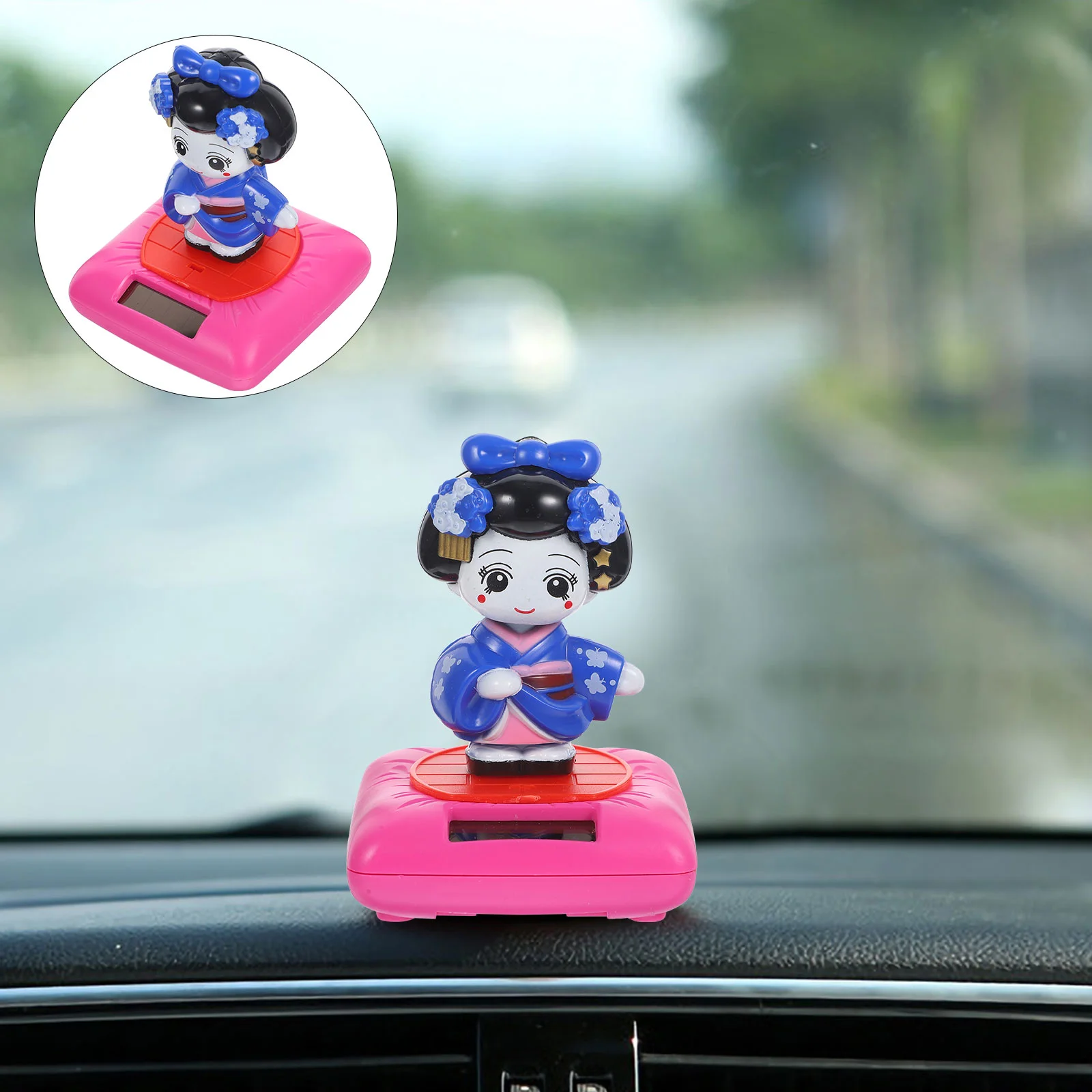 

Solar Car Desktop Kimono Ornaments Small Cute Figure Statues Decorations Plastic Craft Figurines