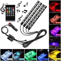 48led car decorative lamp led car foot light ambient lamp with usb wireless remote control rgb interior atmosphere lamp