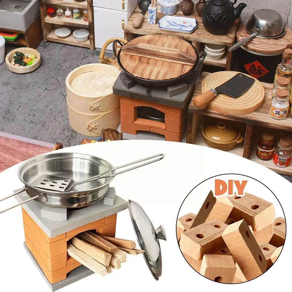 

House Miniature Cooking Stove Diy Mini Kitchen Cooking Kitchen Accessory Lid Kids Cooking Toys Kit Pot Cookware Sh L6q3