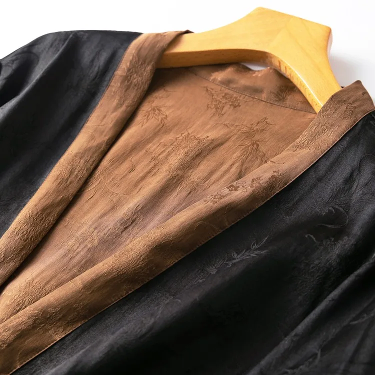 Роскошное качество 100% натуральный шелк тутового шелка жаккард черная