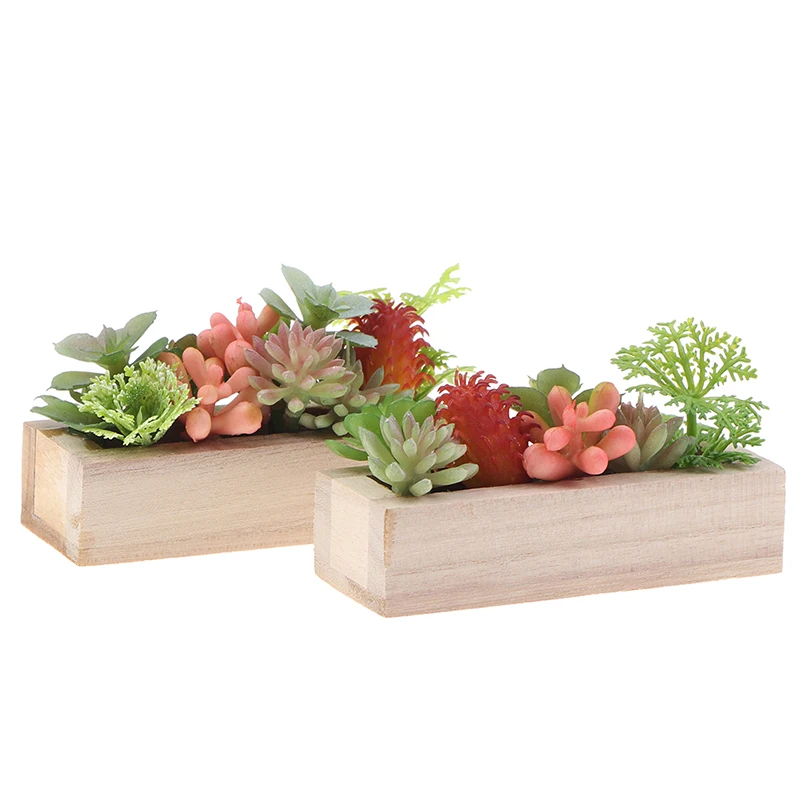 

1pc 1/12 Dollhouse Miniature Plant Potted Succulent Cactus Green Plant W/wooden Pot Model Toy Home Garden Doll House Accessories