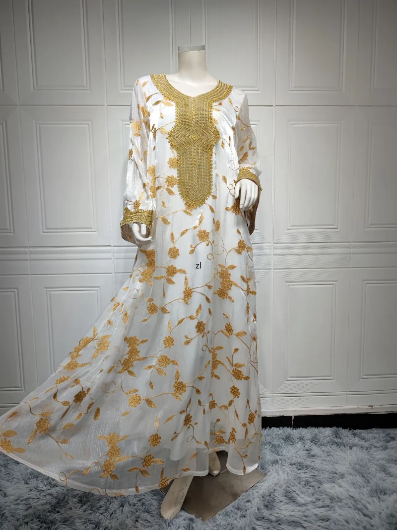 Turkey Muslim Dress Women Abaya Jalabiya Morocco Mesh Embroidery Party Dresses Long Kaftan Femme Musulmane Jilbab Hijab Vestidos