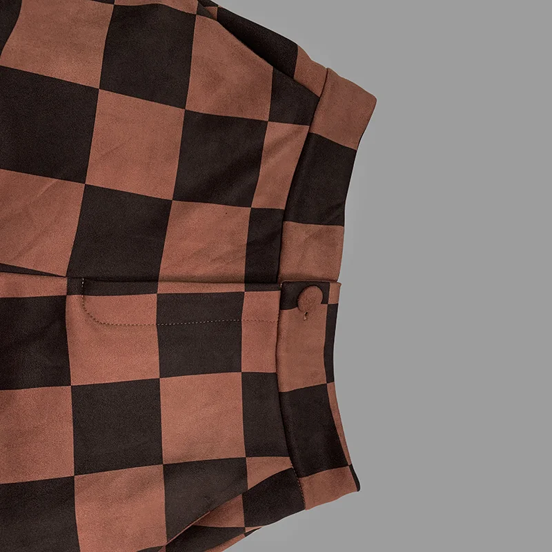 Женские брюки Freeacy с клетчатым принтом свободные широкие эластичной резинкой на