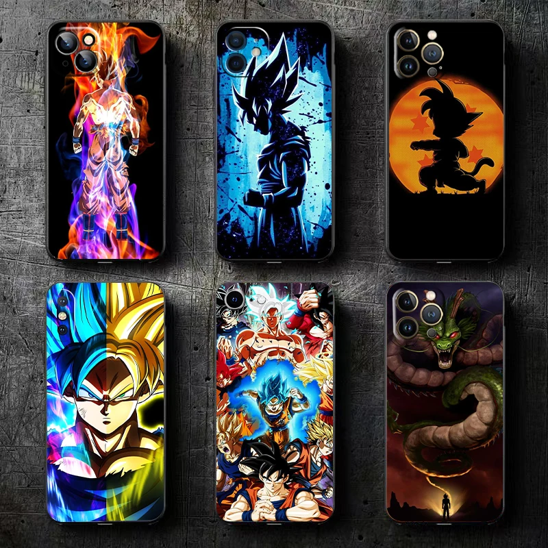 

Dragon Ball Goku For iPhone 13 12 11 Pro Max 12 13 Mini X XR XS Max 6 6s 7 8 Plus Phone case black liquid silicone funda coque