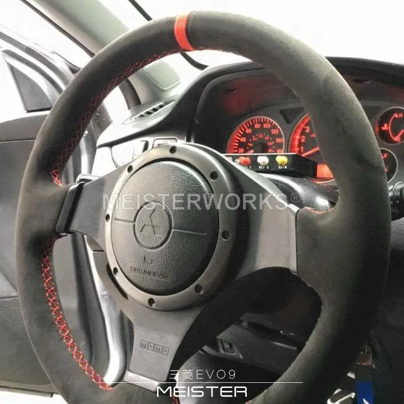 Фото Чехол на руль из замши своими руками с красной строчкой для Mitsubishi Lancer Evolution 8 Lancer Evo 9 2005-2007 №4
