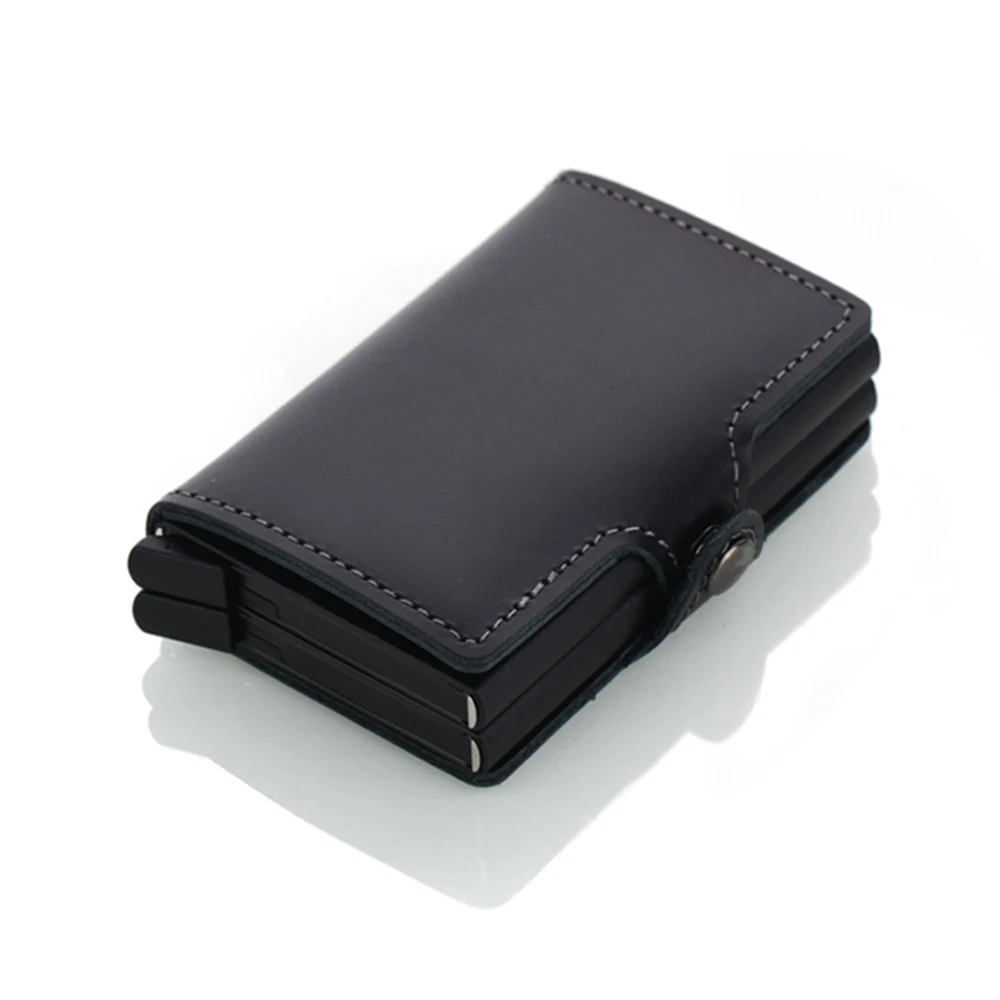 1 шт. мужской держатель для кредитных карт из воловьей кожи и алюминия