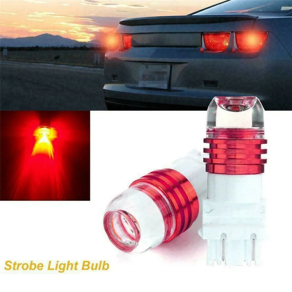 

2Pcs Red LED Strobe Flashing Blinking Brake Tail Light/Parking Bulbs Fits For Car LED Strobe Light Bulbs