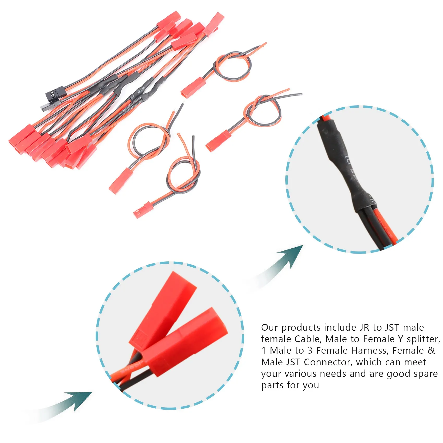 11 шт. разъем JST сплиттер мужской женский Y-образный кабель адаптер JST-JR для Traxxas TRX-4