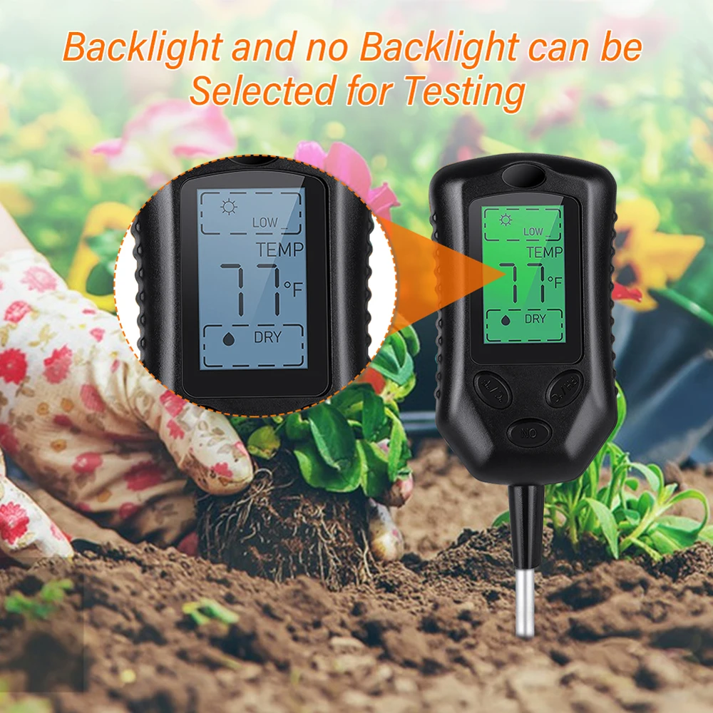 

Multifunctional 4in1 Soil Moisture/PH/Temperature Sunlight Intensity Testers Garden Planting Soil Detector Soil Detect Device
