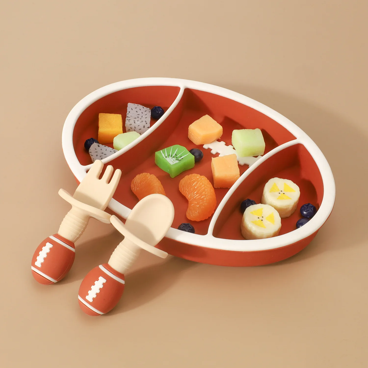 

Baby Silicone Meal PlateInfant Supplement BowlCompartmental Meal PlateChildren's Drop-proof Suction Cup BowlRugby Meal Plate