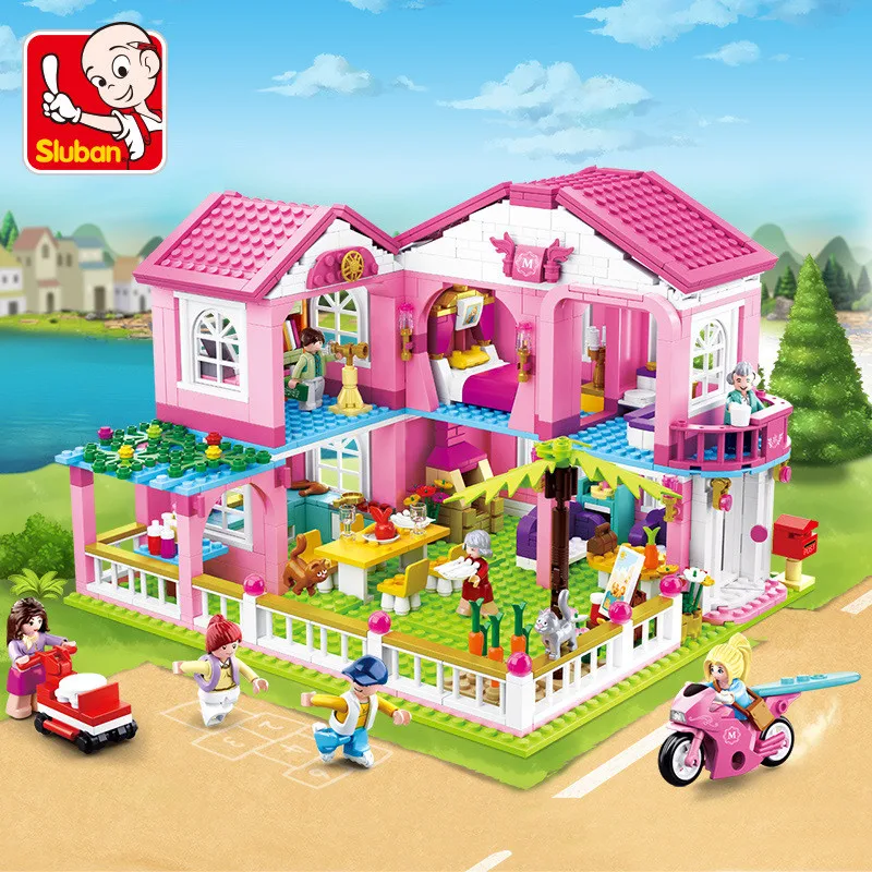 

Sluban Friends City House Princess Castle Apartment Garden Casa Villa Building Blocks Kits Figures Educational Toys for Girls