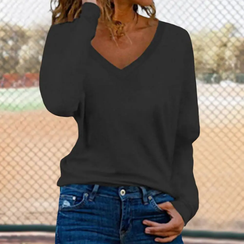 

Autumn Top Skin-touch Versatile Streetwear Loose T-shirt Women Blouse Jumper Pullover Blouse for Outdoor