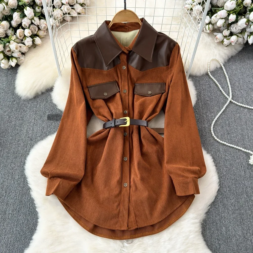 Рубашка и блузка в стиле пэчворк с длинным рукавом буффами