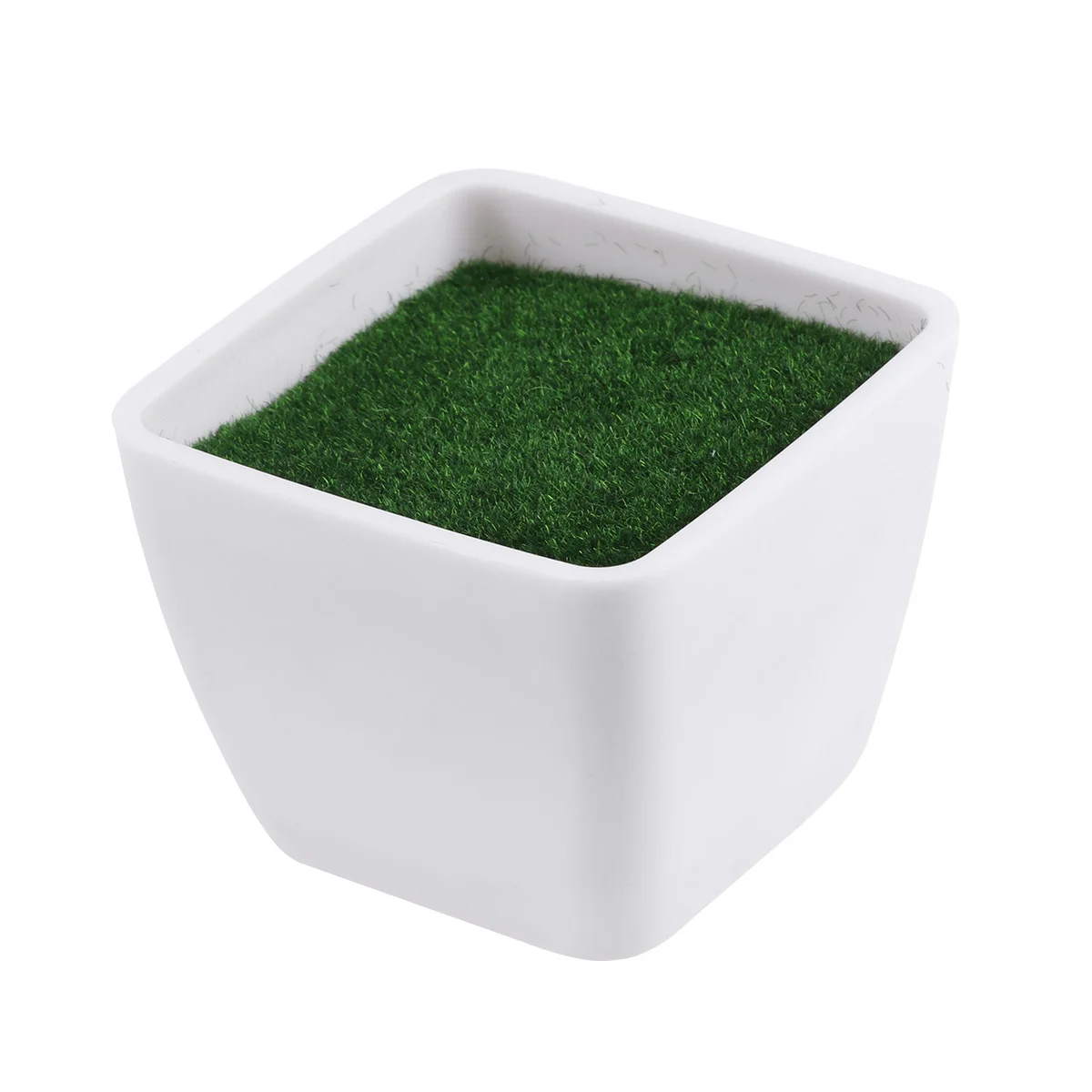 

1pc Artificial Flower Pot Small Square Simulative Moss and Foam Home Plants Holder Pot Vase