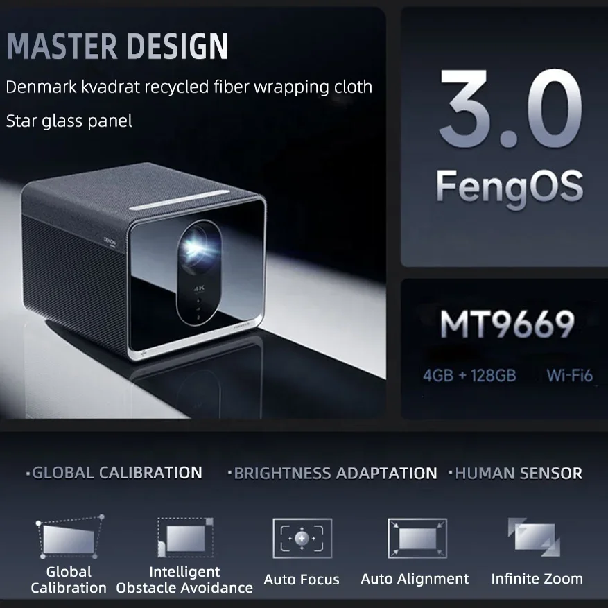 Лазерный проектор Formovie X5 4K 4500 ANSI люменов ALDP для смартфона Android 4 + 128 ГБ большая