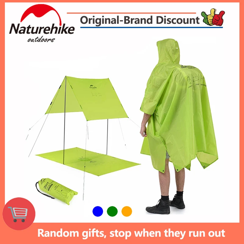 

Naturehike 3 in 1 Multifunction Poncho Raincoat Bike Rain Clothes Can Used As A Canopy And Camping Mat For Hiking Mountaineering