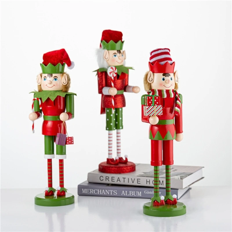 

15 Inch Wooden Elf Nutcracker Ornaments Soldier King Figurine Puppet Christmas Decorations Holiday Home Decor New Year