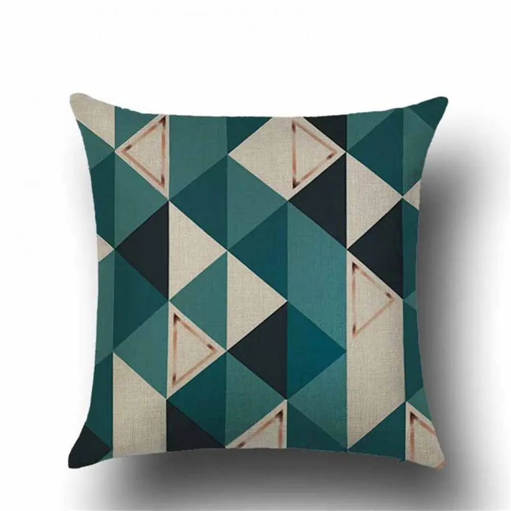 

Soft Breathable Decorative Bedroom Blue Series Geometry Printing Throw Cushion Cover Throw Pillow Cover Daily Use
