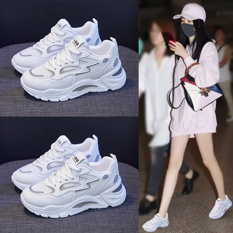 2023 spring new Korean version ins old daddy shoes female students with thick bottom sports shoes female street shooting casual