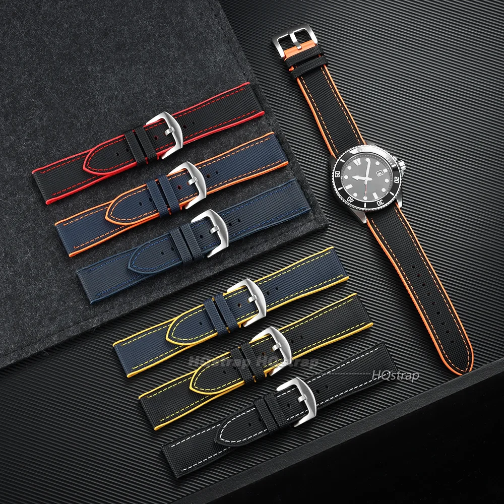 Фото Высококачественный нейлоновый ремешок для часов Omega с резиновой подошвой, 18 мм, 20 мм, 21 мм, 22 мм, водонепроницаемый, синий, оранжевый, мужской и женский браслет №2