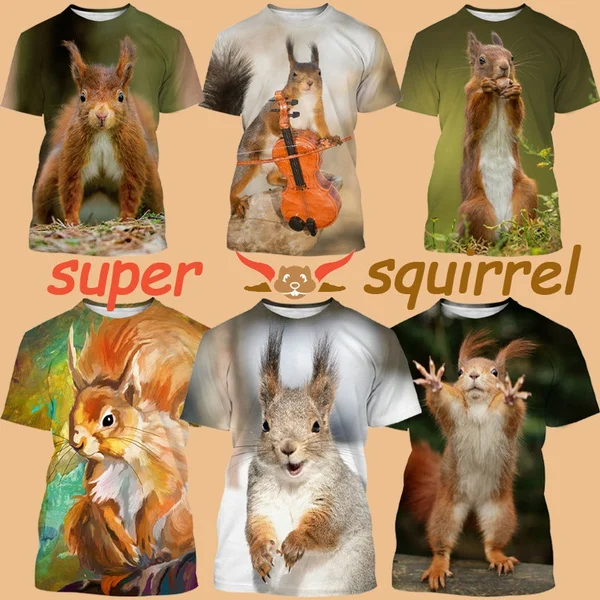 Футболка с забавной белкой 3D принтом животных Мужская футболка коротким рукавом