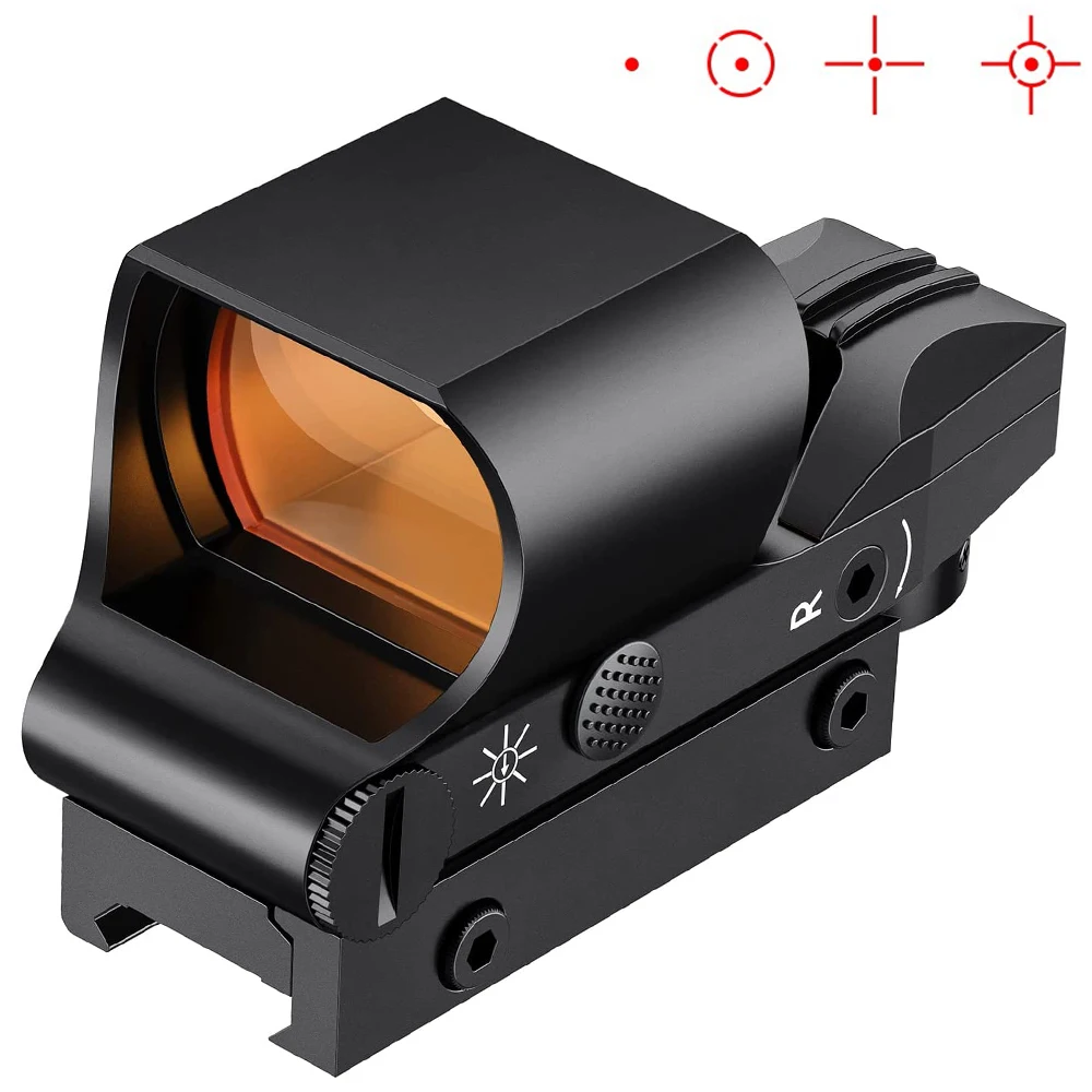 

1x28x40mm Рефлекторный Red Dot Прицел Прицел Точечный пистолет 4 сетки Тактическая оптика Прицел для 11/20 мм Пикатинни Рейка