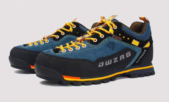 Men`s genuine leather anti-slip breathable climbing hiking shoes mens off-road Shockproof camping trekking shoes