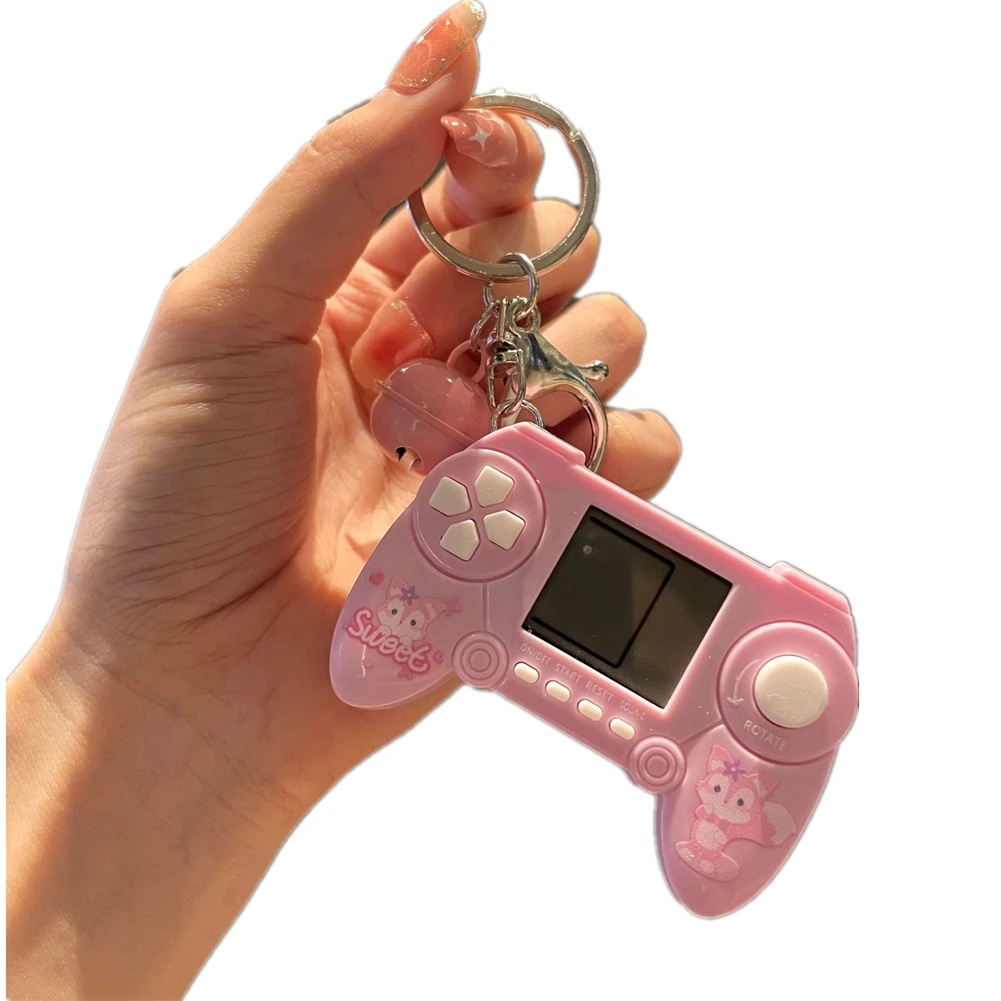 

Pendant Retro Classic Game Console Keychain Playable Electronic Miniature Handheld Mini Games Machine with Keychain Ring Gift