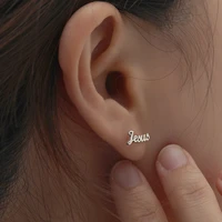 nokmit personalized custom name earring customized jewelry stainless steel letter stud earrings minimalist earrings gift for her