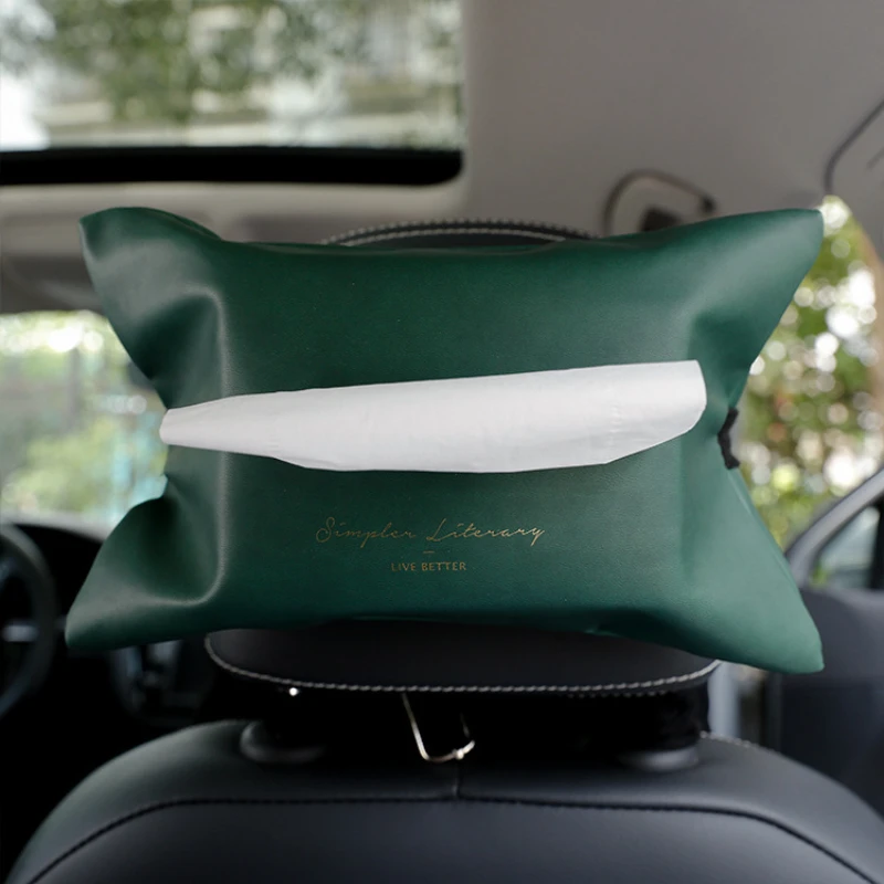 

Simple Leather Vehicle Tissue Bag Automobile Texture PU Leather Tissue Box Paper Extraction Cover Vehicle Tissue Storage Bag
