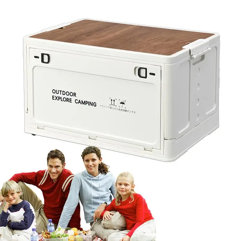 

Collapsible Storage Bins With Lids Lidded Storage Box Collapsible Stackable With Wooden Lid Multifunctional Foldable Storage Bin