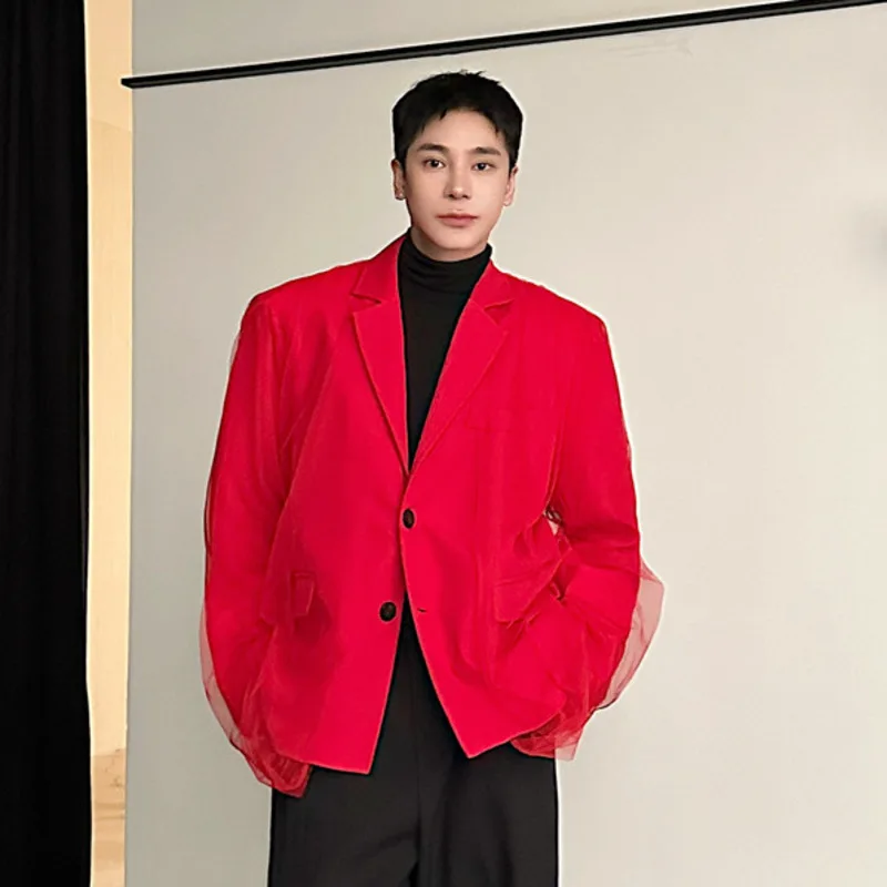 HKSH Весна Осень Зима Новый мужской трендовый сетчатый пиджак из двух частей