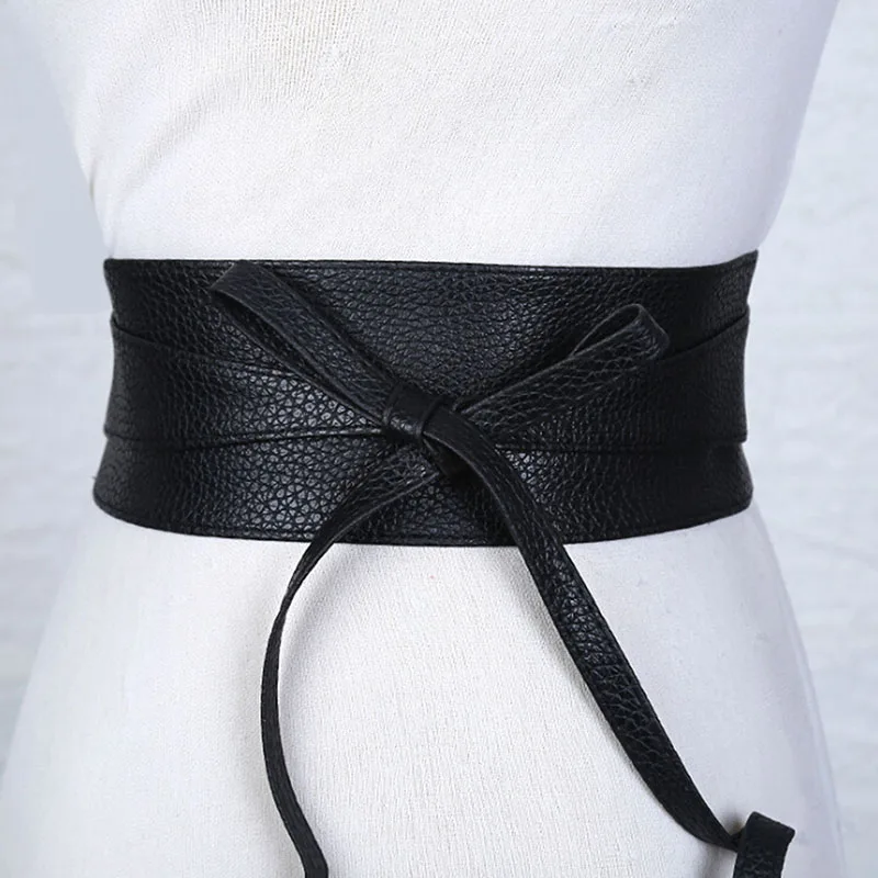

Belt For Women Bowknot Faux Leather Wrap Around Style Cinch Waistband Black Cummerbund Brown Women Belt