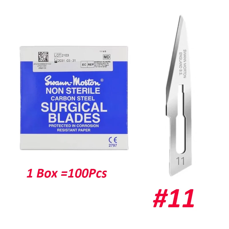 

100 шт., хирургический клинок для скальпеля Swann Morton из углеродистой стали 15C 11 15 11P 10 20 10A 12 21 22 23 18 Инструменты для ремонта и резки