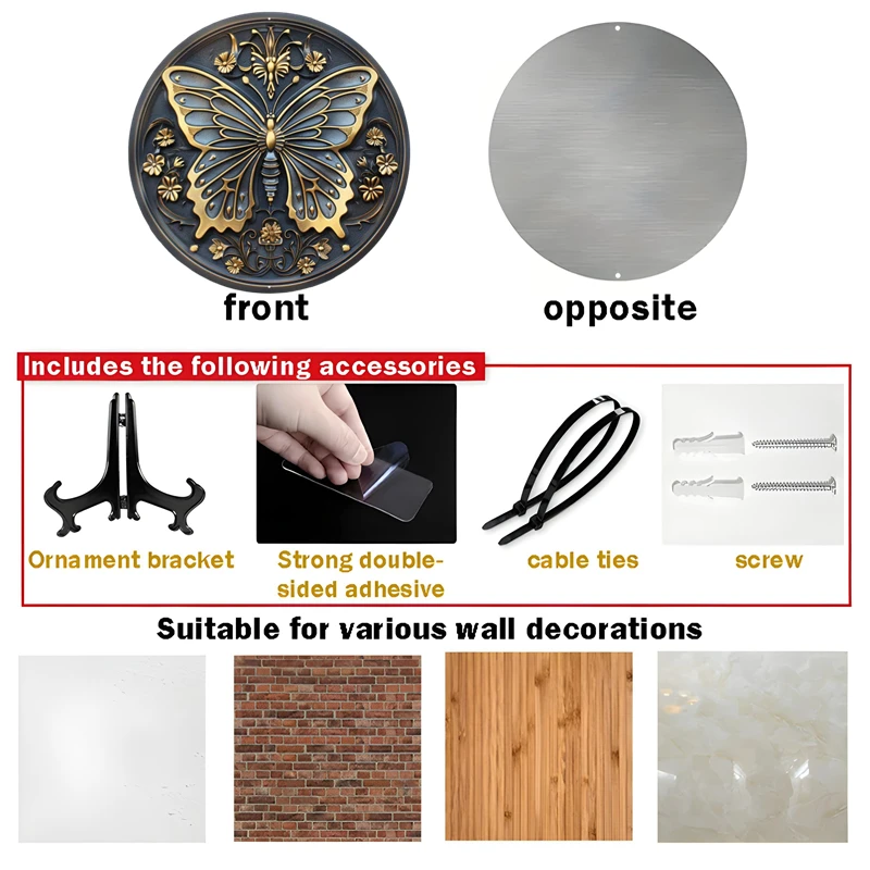 Декоративный Алюминиевый металлический знак в виде бабочки круглая дверная