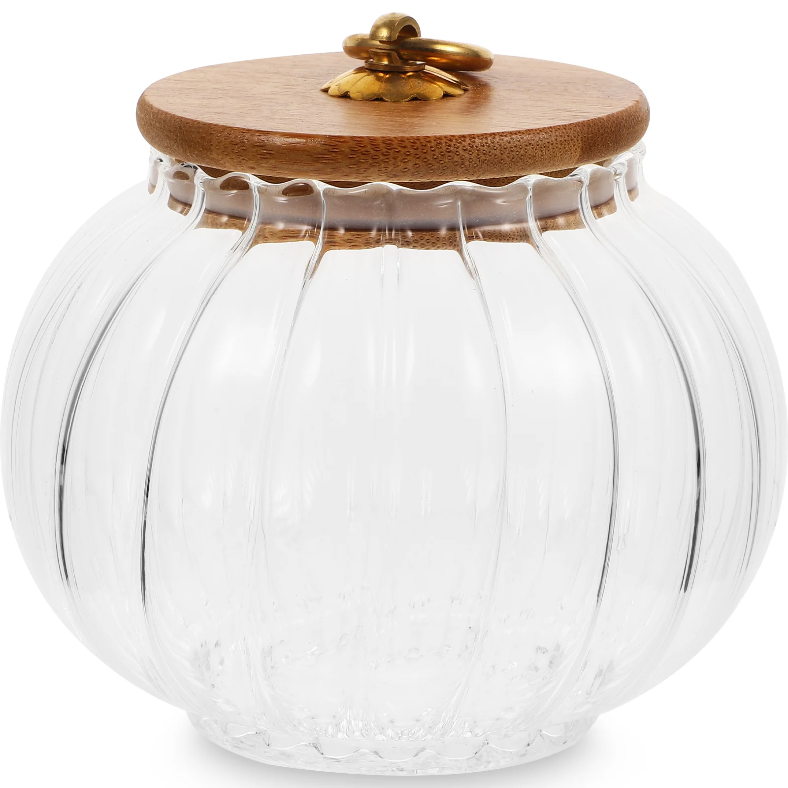 

Pumpkin Glass Jar Dry Fruit Sealed Tea Canister Coffee Bean Holder Kitchen Wood Lid Grains Storage Terrarium Fogger