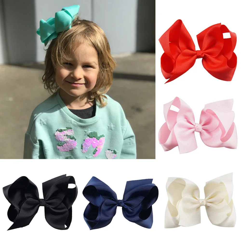 1 PC Kid Hairpins Hair Barrettes Hair Accessorie Hair Pins Girl Hair Hooks Solid Grosgrain Ribbon Hair Bow Hair Clips for Girls