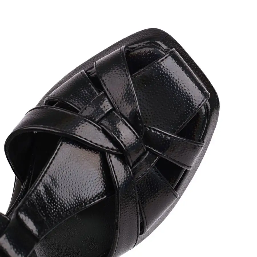 Cover Toe Sandals Women Modern Summer Shoes 2023 Leather Comfy Walking Dance Daily Pumps Size 34-46 T Strap High Heels Footwear