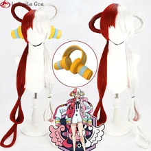 Anime UTA Cosplay Wig RED UTA 100cm Long Half Red Half White Wigs Headphone Red Songstress Party Women Girl Cos Wigs + Wig Cap