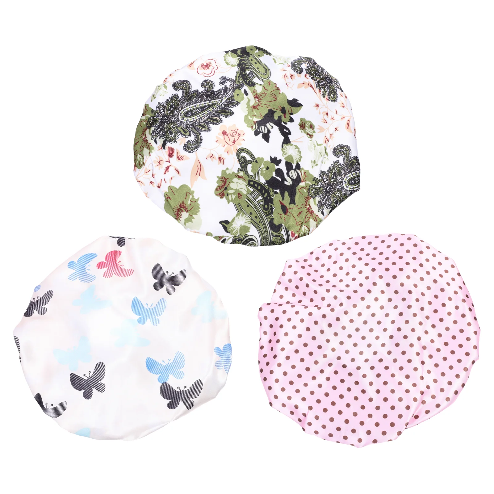 

3pcs Waterproof Shower Hats Elastic Bathroom Bathing Hats Home Nightcaps