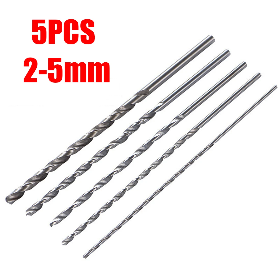 

5pcs HSS 150mm 2-5mm Extra Long Straight High Speed Steel Shank Drill Bits Set Wood Plastic Aluminum Straight Shank Drilling Bit