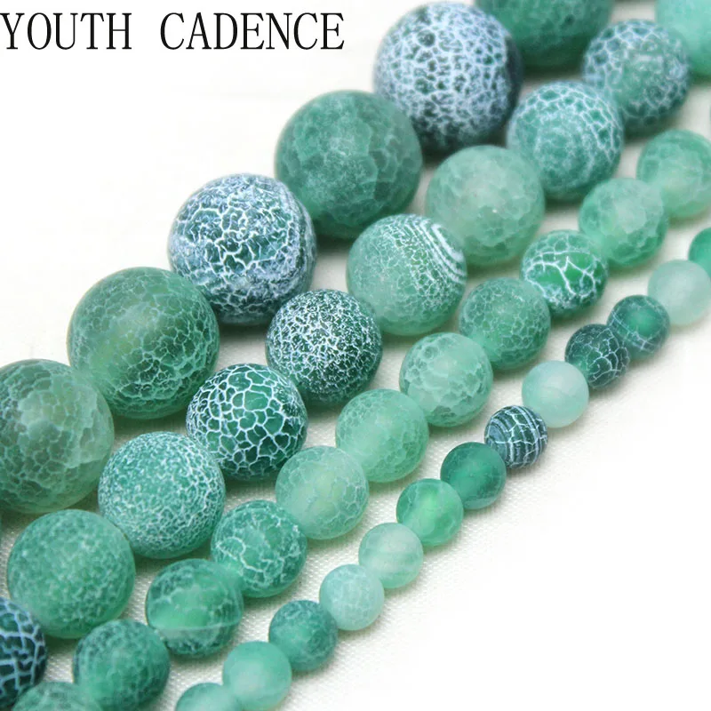 

Natural Stone Beads Green Weathered Agates Loose Round Spacer Beads For Jewelry Making DIY Bracelet Necklace 4 6 8 10 12mm